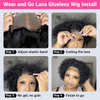 ISWEET Short Deep Wave Wear and Go Glueless Wigs Human Hair 14 Inch Pre Cut 210% Density 4x4 HD Lace Front Wigs Pre Plucked For Black Women (Natural Black 1B)