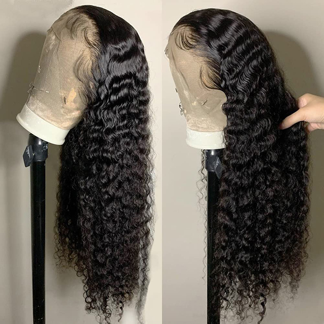 13x4 Curly Wave Lace Front Wigs Human Hair HD Transparent Lace 180% Density Brazilian Virgin With Baby Hair For Black Women