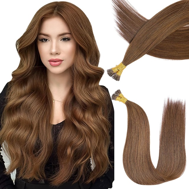 ISWEET Human Hair I-Tip Extensions 22 Inch #A18/613A Deep Blonde to Bleached Blonde, Invisible Silky Straight, 30g/30s