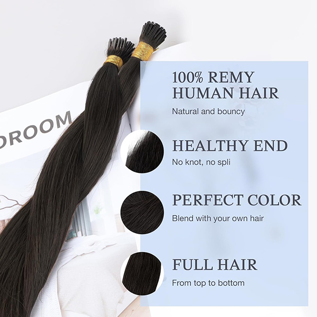 I Tip Hair Extensions Real Remy Human Hair 1g/Strand Micro Tip 50G/Pack Invisible Straight Hair Extension For Women Girls Dark Brown #2