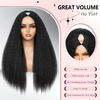 Glueless V Part U Part Wig 24" – 200% Density Kinky Straight Human Hair Half Wig with Drawstring, No Sew In No Leave Out