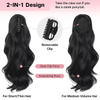 18 Inch Long Wavy Black Ponytail Extension – Claw Clip Ponytail Hairpiece for Women, Clip‑In Pony Tail Hair Extensions for Daily Wear