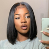 ISWEET Hair Glueless Wear & Go Lace Front Wig – 12 Inch Short Straight Bob Human Hair Wig, Pre‑Cut Lace for Beginners & Black Women