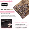 ISWEET Clip in Hair Extensions Real Human Hair #4/27-Chocolate Brown to Honey Blonde 20 Inch 105g 8pcs Invisible Straight Double Weft for Black Women Girls