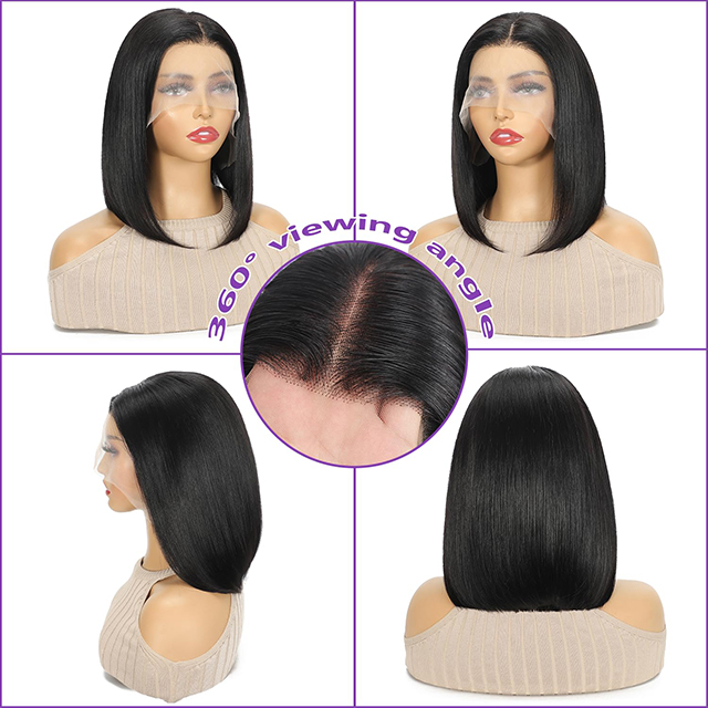 Short Straight Bob Wig for Women - 14 Inch Human Hair 13x6 HD Lace Front Wig 180% Density Pre Plucked Glueless Bob Wigs"