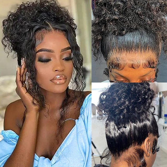 Luxury 360 WIG Full Lace Wig Brasilian Human Hair Deep Wave 200% Densità HD HD in pizzo HD da 30 pollici Pesoless pre-pizzicato con coulisse regolabile