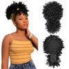 ISWEET Black Kinky Curly Afro Puff Ponytail – Drawstring Design with Bangs, Short Updo Hairpieces for Black Women (Natural Black 1B)
