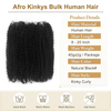 Afro Twist Human Hair 16 Inch Afro Kinkys Bulk Human Hair 40g/Bundle Natural Black Human BraidingHair for Loc Extensions Marley Twist Brainding Hair (16inch,Pack of 2)