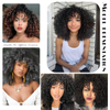 ISWEET African American Afro Kinky Curly Wig with Bangs – 1B Natural Black, Realistic Daily Wear Wig for Black Women