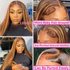 Isweet Ombre Lace Front Wig Human Hair Highlight 13x6 HD Straight Lace Front Wigs 180% Density 4/27 Colored Honey Blonde HD Lace Frontal Wigs For Women Glueless Pre Plucked with Baby Hair 30inch