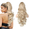 ISWEET 24 Inch Curly Wavy Claw Clip Ponytail Hair Extension for Women – Ombre Blonde To Light Blonde Clip-on Hairpiece