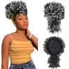 ISWEET Black Kinky Curly Afro Puff Ponytail – Drawstring Design with Bangs, Short Updo Hairpieces for Black Women (Natural Black 1B)