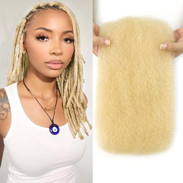 ISWEET Afro Kinkys Human Hair Bulk for Crochet Braids 613 Blonde Kinky-Curly Bundles for Twist-Outs 50g Natural Black Hair Extensions 20 Inch