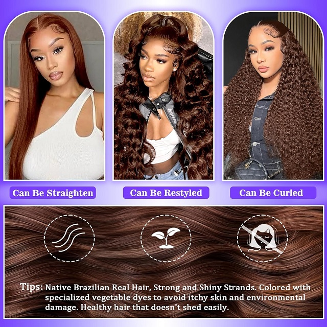 Chocolate Brown Human Hair Wig: 200 Density, 13X6 Body Wave HD Lace Front, Pre Plucked Glueless, 26-Inch for Women