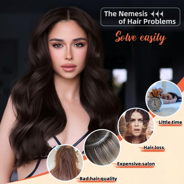 Dark Brown #2 Wavy Clip-In Hair Extensions – 20 Inch 1 Pack 5 Clips, 3/4 Full Head Invisible Hairpiece