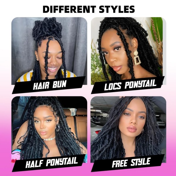 1B Pre-Looped Butterfly Locs Crochet Hair – 18 Inch, 8 Packs 96 Strands Soft Synthetic Distressed Braids