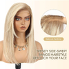 ISWEET 100% Human Hair Lace Front Wig for Women – 16 Inch Ombre Blonde Brown with Side Swept Bangs