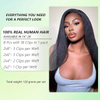 Kinky Straight Clip in Hair Extensions for Black Women - 8Pcs Brazilian Virgin Yaki Straight Human Hair 20" 120g Double Weft with 20 Clips Natural Black Hair Extensions