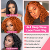 Wear and Go Glueless Wigs Human Hair Pre Plucked Pre Cut Bob 4x4 Curly Wave Lace Front Wigs Human Hair 12 Inch180% Density No Glue Wigs for Black Women Ginger Color