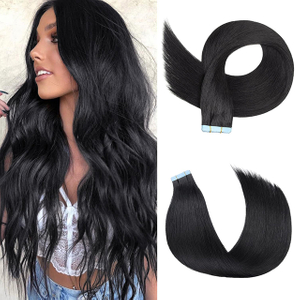 Tape in Hair Extensions 100% Remy Human Hair 20pcs 50g/pack Jet Black Color #1 Straight Human Hair