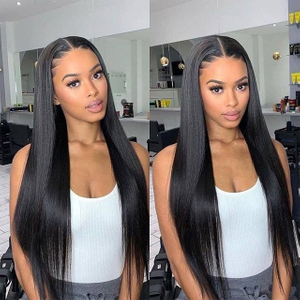 Straight T Part Lace Front Wigs Human Hair 180% Density Pre Plucked HD Lace For Black Women