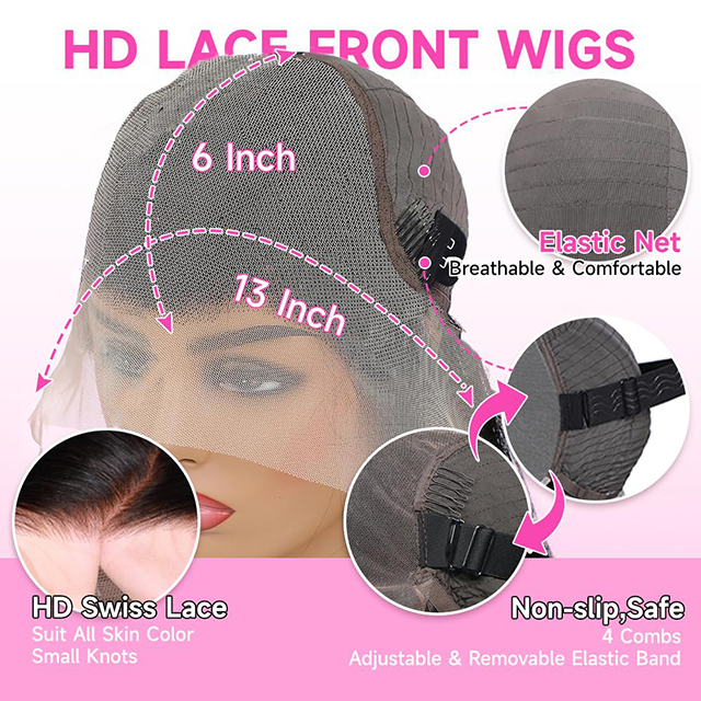 ISWEET 36 Inch Body Wave 13x6 HD Lace Front Wigs Brazilian Virgin Human Hair Wig With 200 Density Baby Hair Pre Plucked Tangle-Free Natural Black for Women