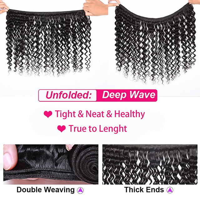 Deep Curly Wave 3 Bundles 12A 100% Unprocessed Peruvian Hair Soft Curly Bundle Natural Color for Black Women
