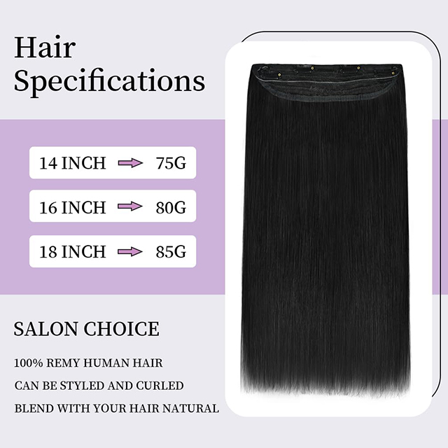 Remy Human Hair Halo Hair Extensions Real Hair Natural Black Fish Line Straight Invisible Hairpiece for Women