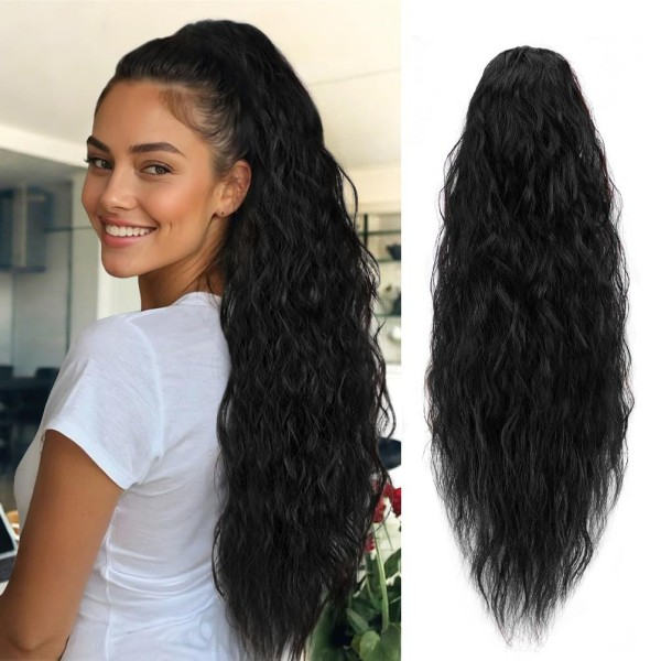 22-Inch Curly Wavy Claw Clip Ponytail Extension – Orange Synthetic Hairpiece, Perfect for Women’s Daily Wear & Parties