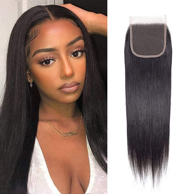 4x4 HD Lace Closure 100% Unprocessed 12A Brazilian Virgin Human Hair 150% Density Pre-Plucked Swiss Lace Natural Color Hair