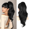 18 Inch Long Wavy Black Ponytail Extension – Claw Clip Ponytail Hairpiece for Women, Clip‑In Pony Tail Hair Extensions for Daily Wear