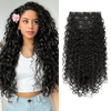 Curly Clip in Hair Extensions for Black Women, 4Pcs Double Weft Brazilian Virgin Human Hair Clip Ins 20inch 140g Kinky Curly Human Hair Extensions Natural Black