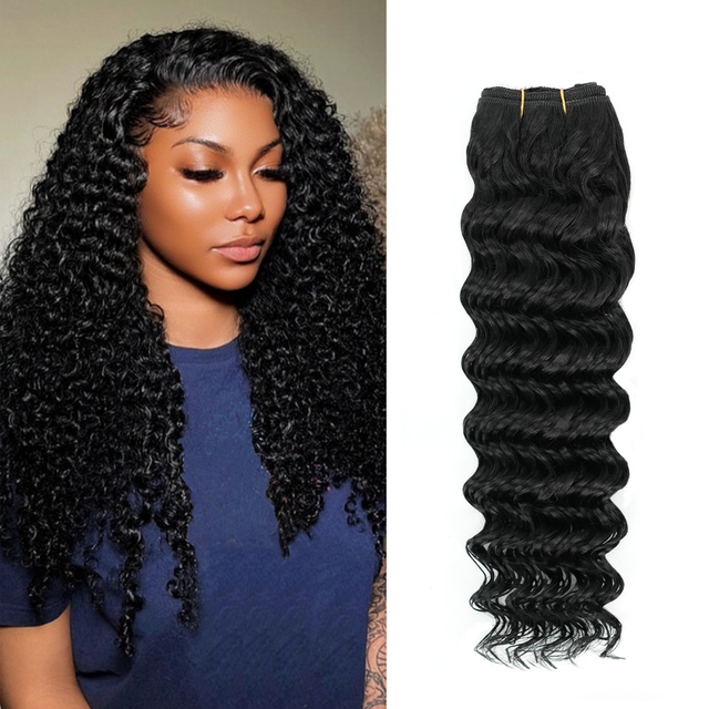 12a Brasilianische tiefe Welle menschliches Haar Bundles - 22 Zoll 1 -Bündel Natural Black | Echte unverarbeitete rohe 100% jungfräuliche menschliche Haarverlängerungen für schwarze Frauen, doppelt gezogene lockige Nass- und Wellenstruktur