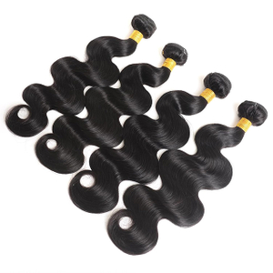 ISWEET Body Wave Human Hair 4 Bundles 100% Unprocessed Brazilian Virgin Hair Extensions Natural Black for Women (16, 18, 20, 22 Inches)