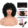 ISWEET African American Afro Kinky Curly Wig with Bangs – 1B Natural Black, Realistic Daily Wear Wig for Black Women