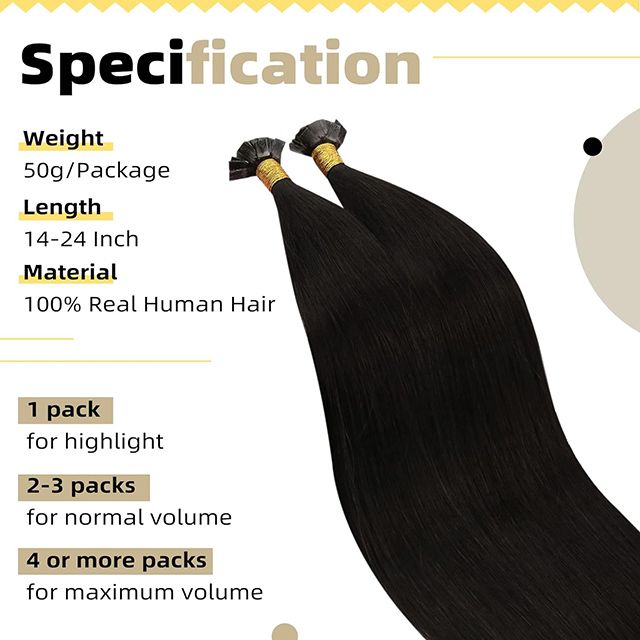 Flat Tip Hair Extensions Human Hair Dark Brown Color Hot Fusion Flat Tip Remy Extensions Soft Straight For Women Girls