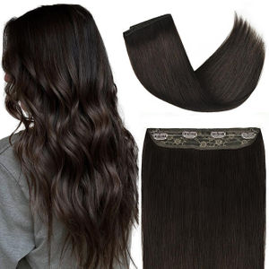 Halo Hair Extensions Real Hair Invisible Natural Hair #2 Dark Brown Color Long Straight Hair Piece for Women
