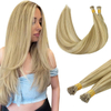 I Tip Hair Extensions Remy Human Hair #16/22 Light Blonde Mixed Golden Blond Highlights 1g/Strand Micro Tip 50G/Pack Invisible Straight Ombre Hair For Women Girls