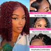 ISWEET 14 Inch Remy Human Hair Ponytail Wig 180% Density 4x4 Lace Burgundy Glueless Pre Plucked Pre Cut Bob Wig for Women and Girls