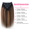 Kinky Straight Clip in Hair Extensions for Black Women - 8Pcs Brazilian Virgin Yaki Straight Human Hair 20" 120g Double Weft with 20 Clips Highlight Hair (T1BP1B/30)