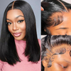 Short Straight Bob Wig for Women - 14 Inch Human Hair 13x6 HD Lace Front Wig 180% Density Pre Plucked Glueless Bob Wigs"