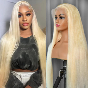 Isweet 30 tum spetsfront peruk | 200% densitet Mänskligt hår | 13x6 HD Transparent spets | Glueless rak peruk med babyhår och för pluckat hårfäste #613 Blond färg