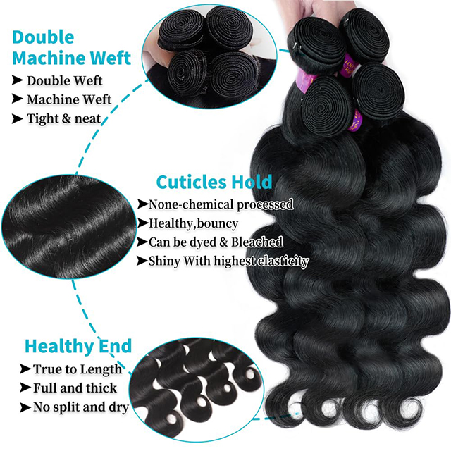 ISWEET Body Wave Bundles 100% Unprocessed Brazilian Human Hair 26-32 Inch 12A Grade Quick Weave Hair Extensions 4 Bundle Deals Natural Black Virgin Hair for Full & Soft Wave