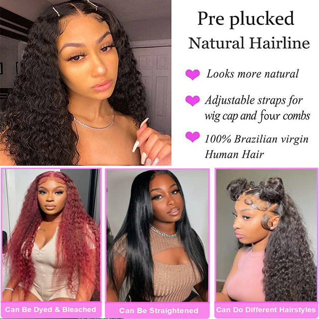 T-Part Lace Front Wigs Human Hair 13x6x1 T Part Deep Wave Brazilian Virgin Human Hair Pre Plucked 180 Density Natural Color