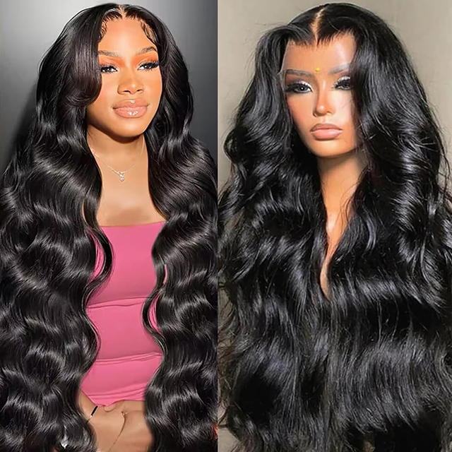 Body Wave Lace Front Wigs Human Hair 13x4 HD Lace Front Natural Black For Women