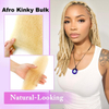 ISWEET Afro Kinkys Human Hair Bulk for Crochet Braids 613 Blonde Kinky-Curly Bundles for Twist-Outs 50g Natural Black Hair Extensions 20 Inch