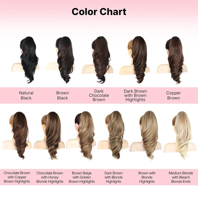 18 Inch Long Wavy Black Ponytail Extension – Claw Clip Ponytail Hairpiece for Women, Clip‑In Pony Tail Hair Extensions for Daily Wear