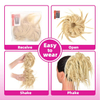 Tousled Messy Bun Hair Piece - Synthetic Wavy Ponytail Chignon Extension with Elastic Band, Natural Blonde Mix Bleach Blonde Updo Hairpiece for Women