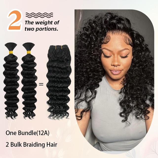 10 Inch 12A Brazilian Deep Wave Hair Bundle – Natural Black Unprocessed Virgin Human Hair, Double Drawn Wet & Wavy Curly Extensions for Black Women