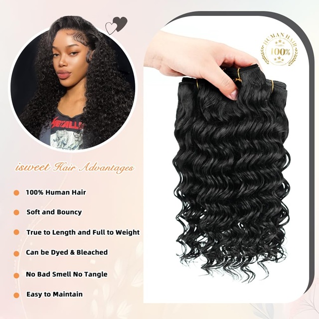 10 Inch 12A Brazilian Deep Wave Hair Bundle – Natural Black Unprocessed Virgin Human Hair, Double Drawn Wet & Wavy Curly Extensions for Black Women